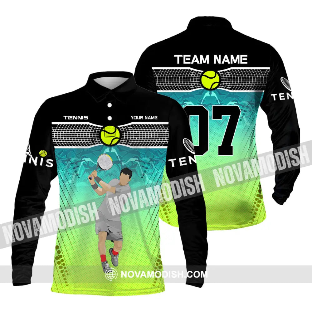 Unisex Shirt - Custom Text Shirt Tennis Shirt Long Sleeve Polo / S T-shirt