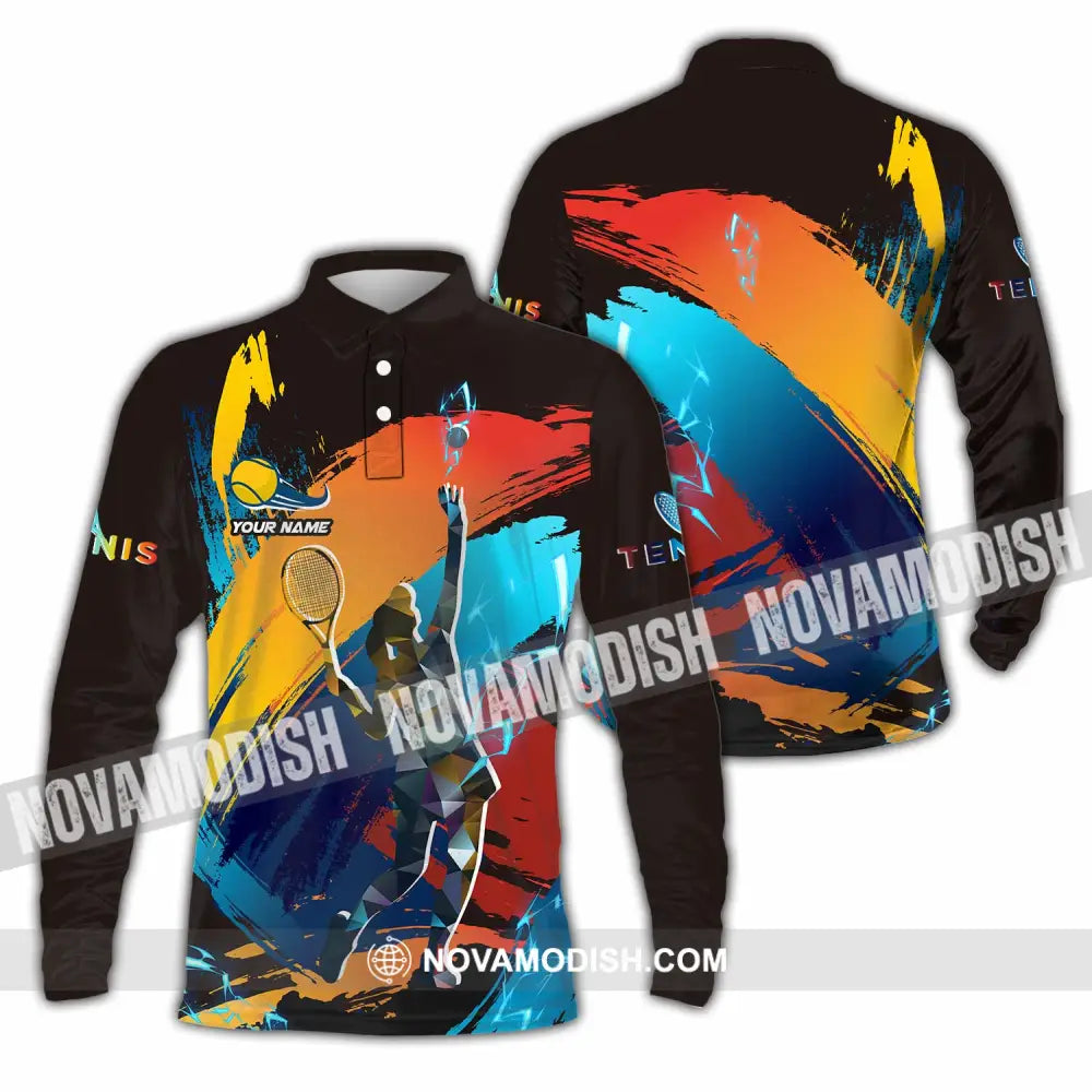 Unisex Shirt - Custom Text Shirt Tennis Shirt Long Sleeve Polo / S T-shirt