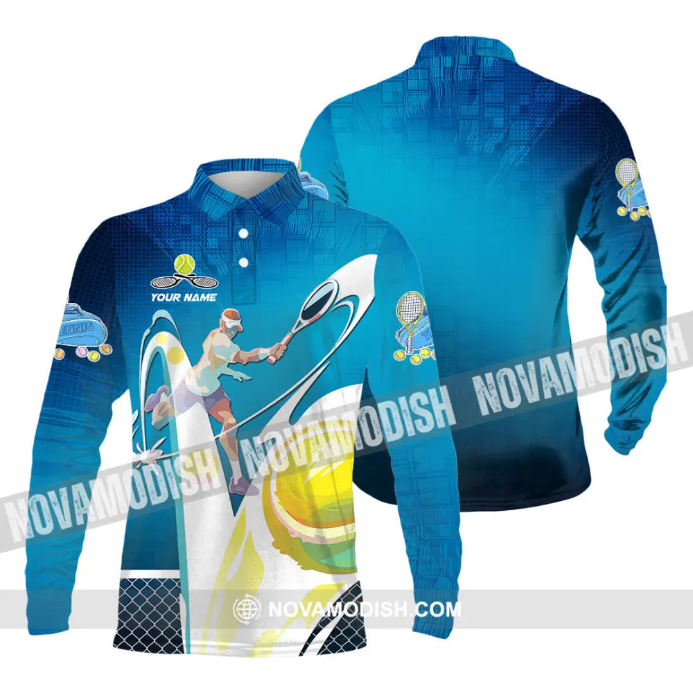 Unisex Shirt - Custom Text Shirt Tennis Shirt Long Sleeve Polo / S T-shirt