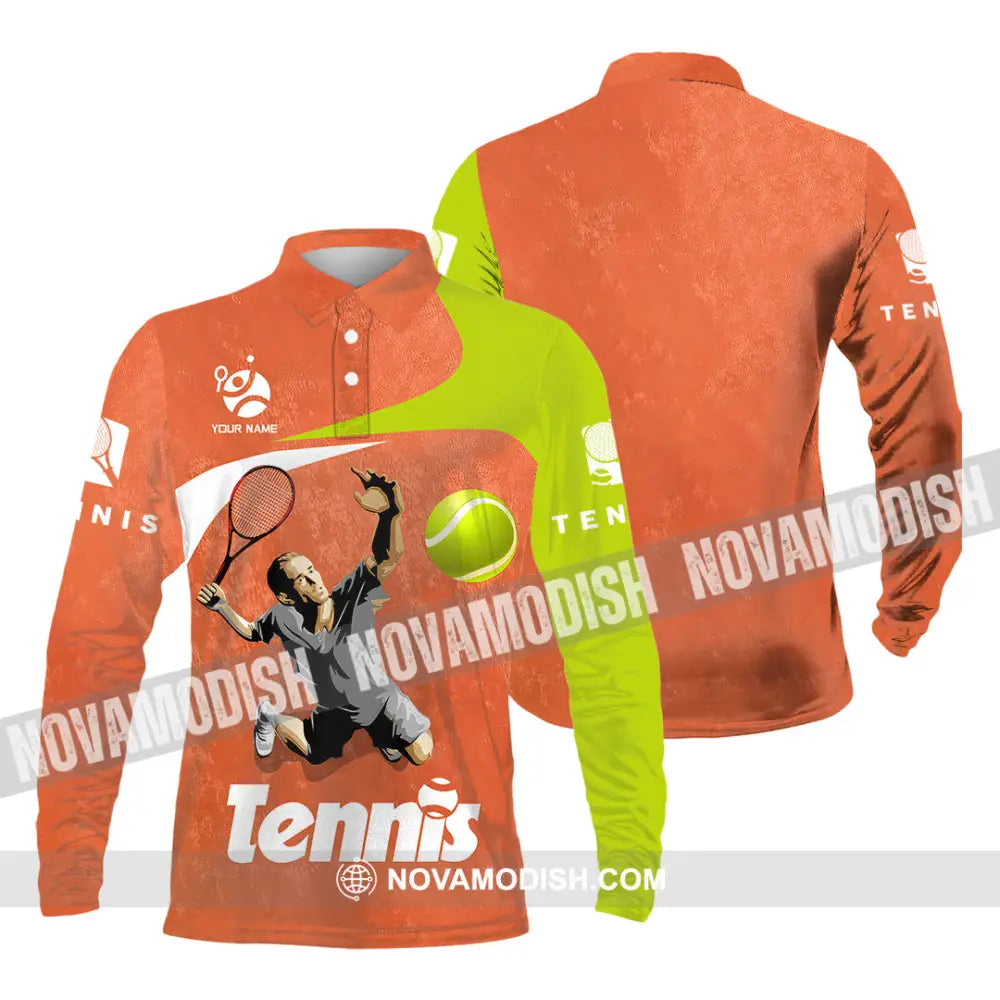 Unisex Shirt - Custom Text Shirt Tennis Long Sleeve Polo / S T-shirt