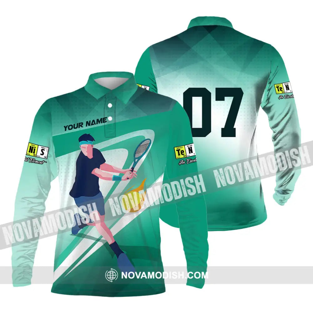 Unisex Shirt - Custom Text Shirt Tennis Shirt Long Sleeve Polo / S T-shirt