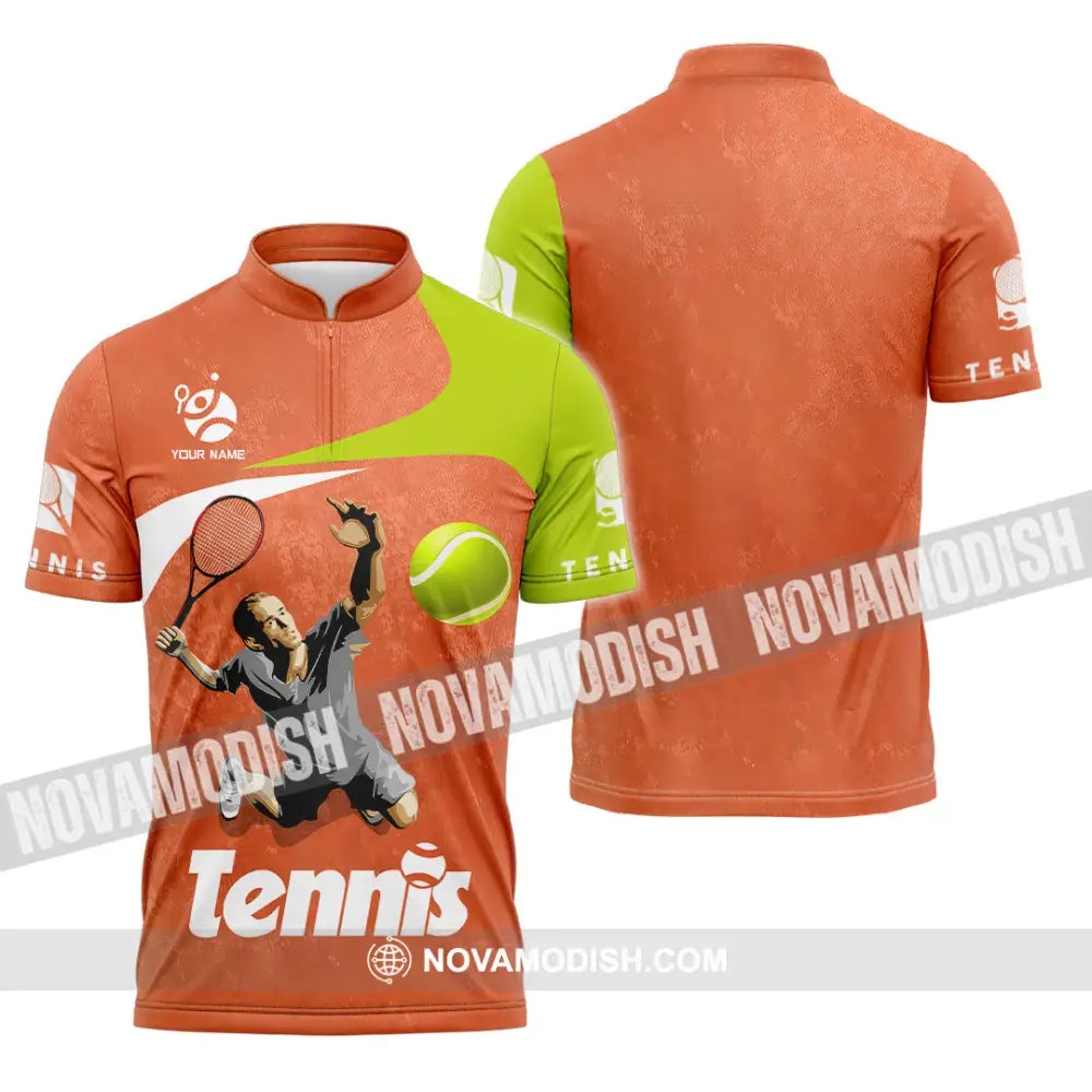 Unisex Shirt - Custom Text Shirt Tennis Zipper Polo Shirt / S T-shirt