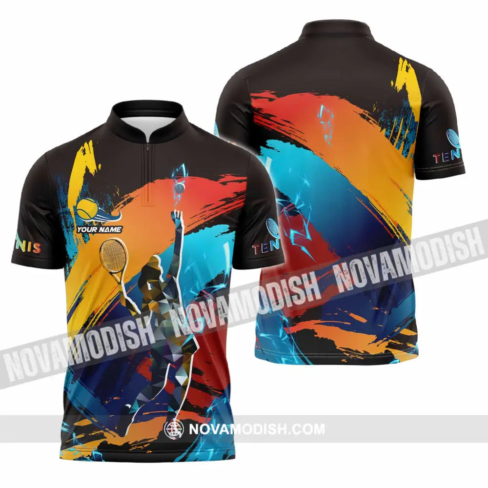 Unisex Shirt - Custom Text Shirt Tennis Shirt Zipper Polo Shirt / S T-shirt