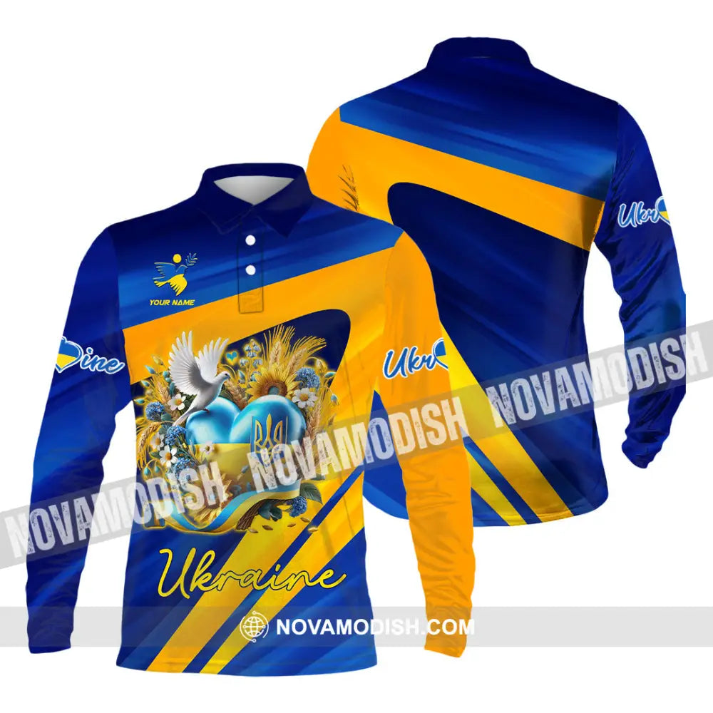 Unisex Shirt - Custom Text Shirt Ukraine Shirt Long Sleeve Polo / S T-shirt