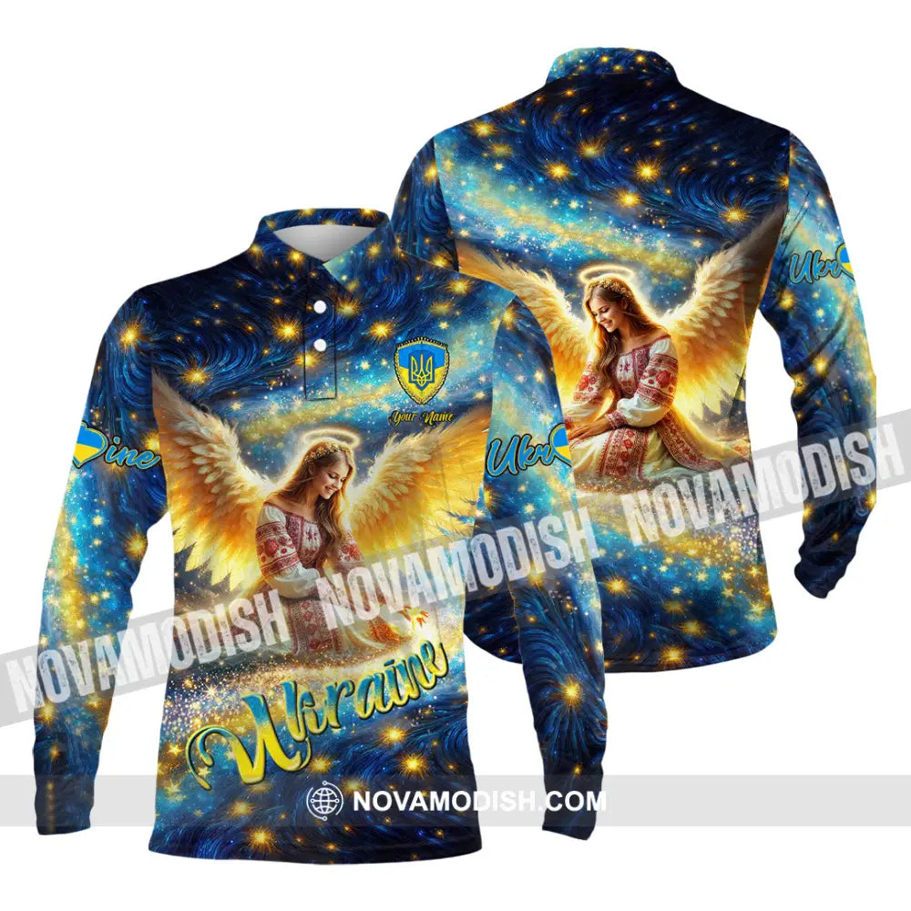 Unisex Shirt - Custom Text Shirt Ukraine Shirt Long Sleeve Polo / S T-shirt