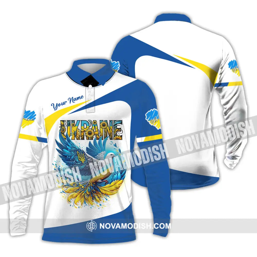 Unisex Shirt - Custom Text Shirt Ukraine Shirt Long Sleeve Polo / S T-shirt