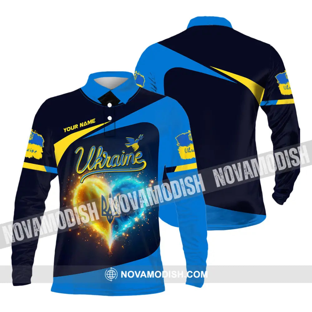 Unisex Shirt - Custom Text Shirt Ukraine Shirt Long Sleeve Polo / S T-shirt