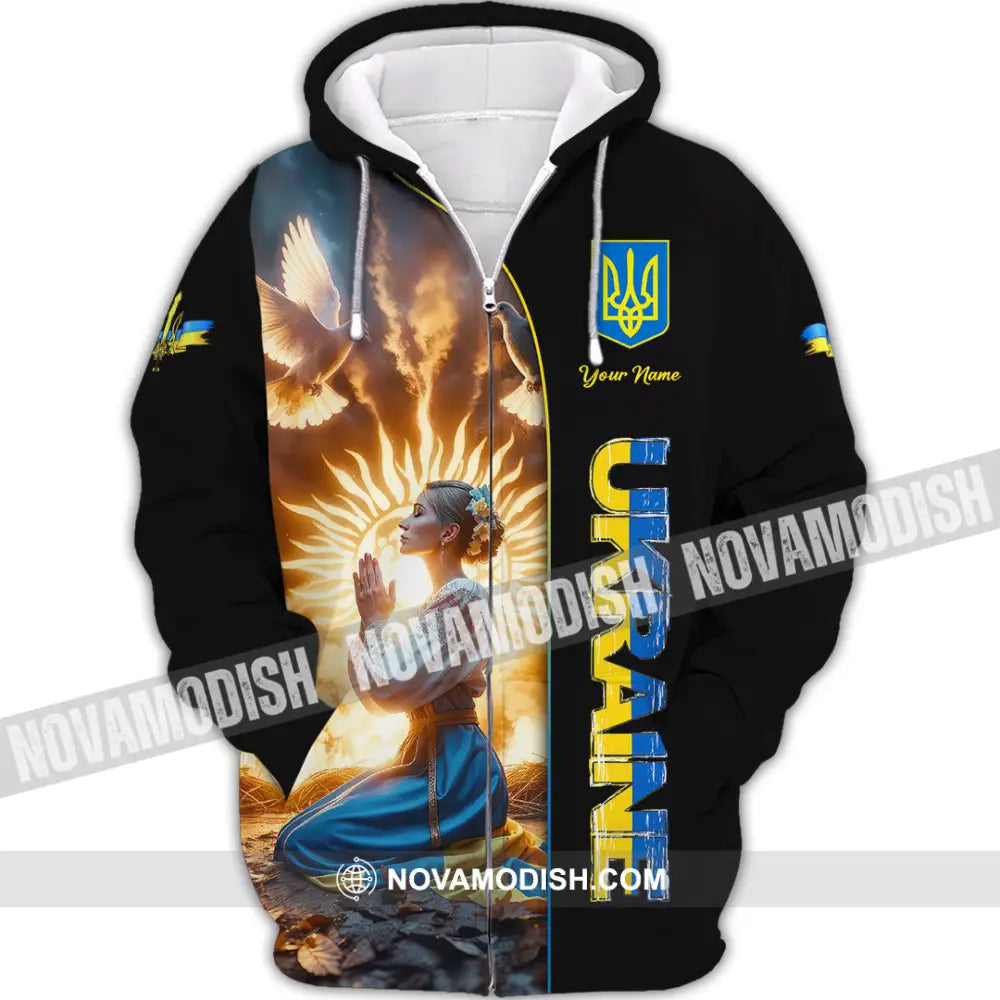 Unisex Shirt - Custom Text Shirt Ukraine Shirt Zipper Hoodie / S T-shirt
