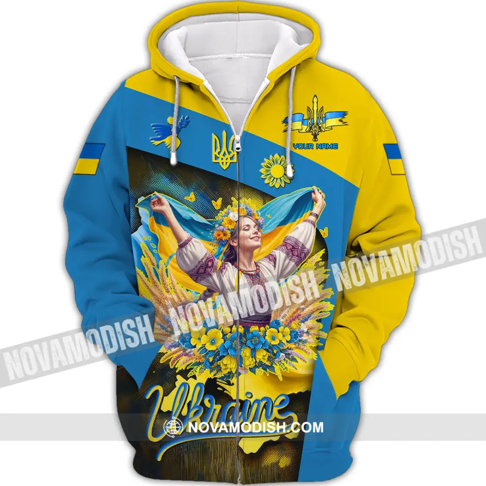 Unisex Shirt - Custom Text Shirt Ukraine Shirt Zipper Hoodie / S T-shirt