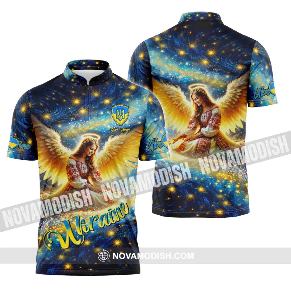 Unisex Shirt - Custom Text Shirt Ukraine Shirt Zipper Polo Shirt / S T-shirt