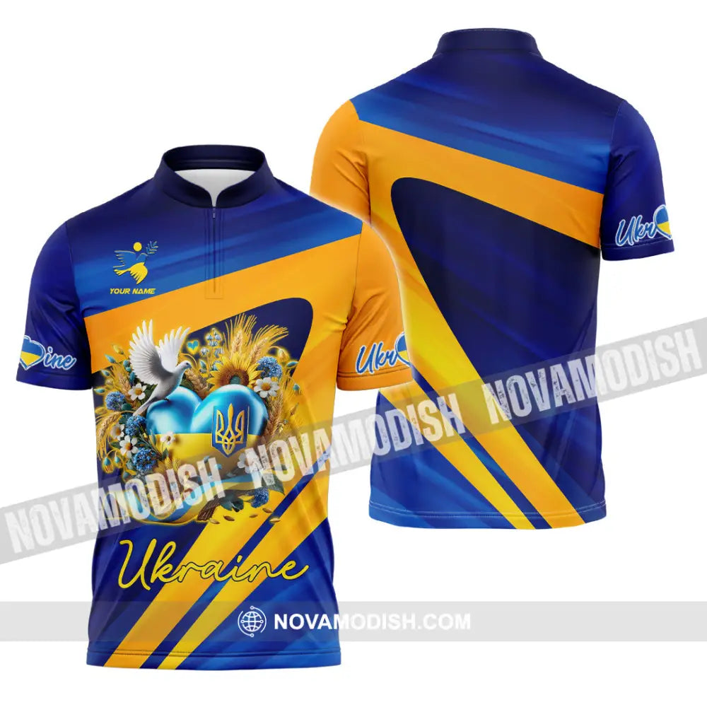 Unisex Shirt - Custom Text Shirt Ukraine Shirt Zipper Polo Shirt / S T-shirt