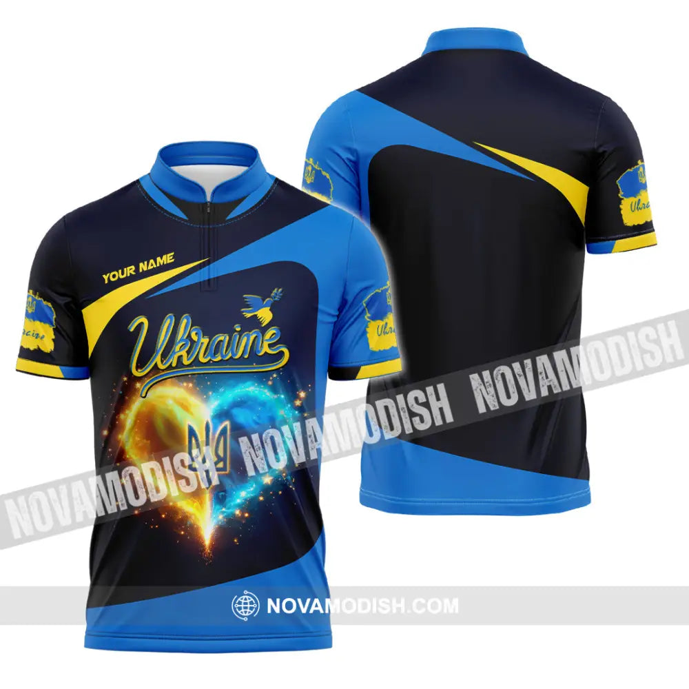 Unisex Shirt - Custom Text Shirt Ukraine Shirt Zipper Polo Shirt / S T-shirt