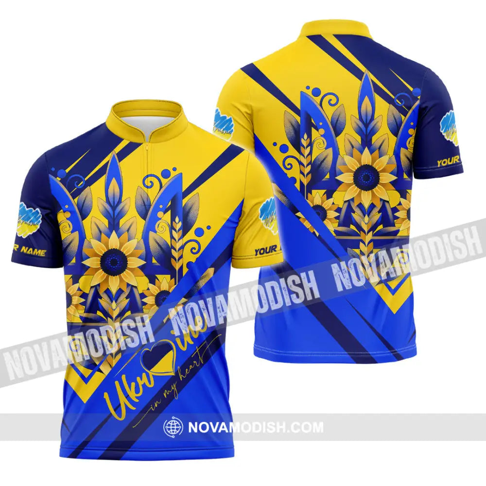 Unisex Shirt - Custom Text Shirt Ukraine Shirt Zipper Polo Shirt / S T-shirt