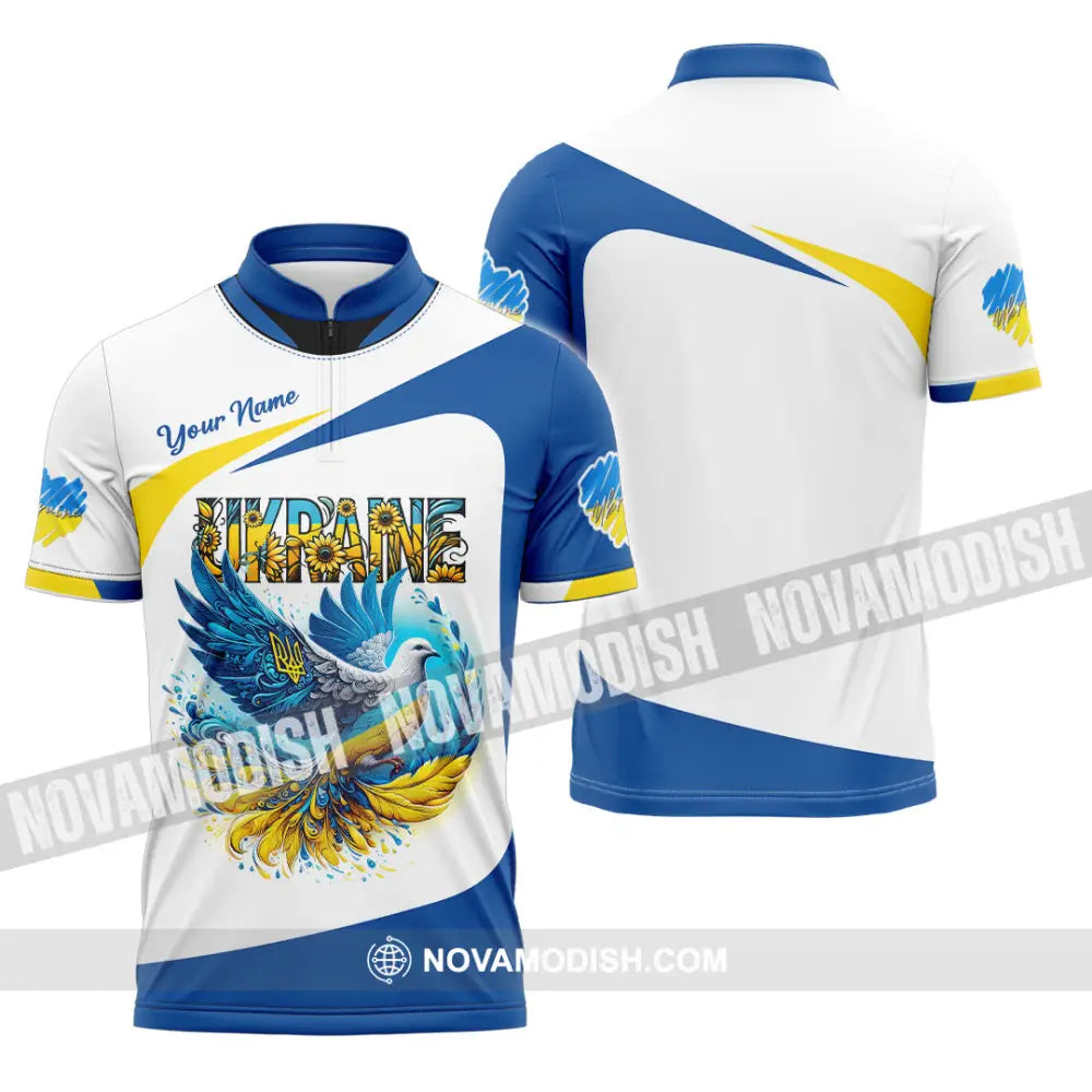 Unisex Shirt - Custom Text Shirt Ukraine Shirt Zipper Polo Shirt / S T-shirt