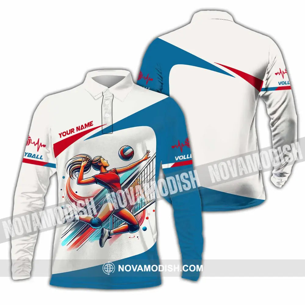 Unisex Shirt - Custom Text Shirt Volleyball Long Sleeve Polo / S T-shirt