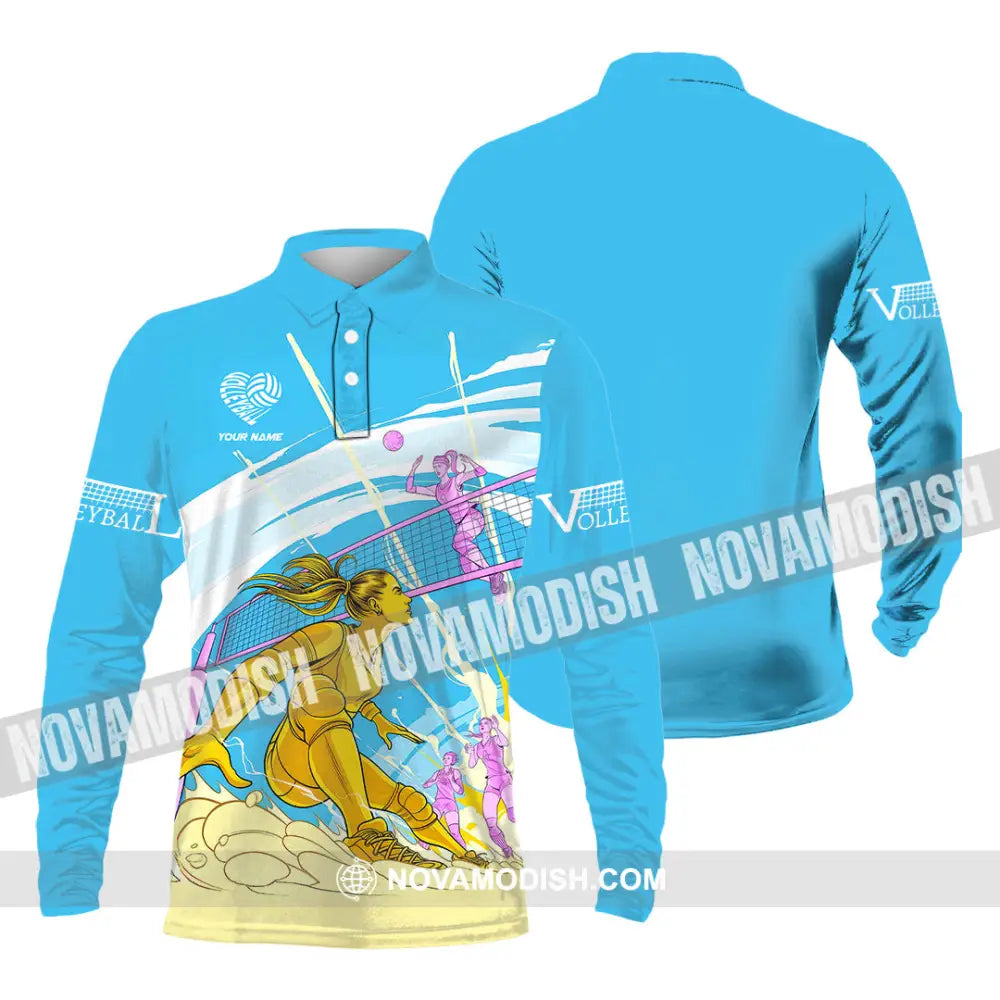 Unisex Shirt - Custom Text Volleyball Long Sleeve Polo / S T-Shirt