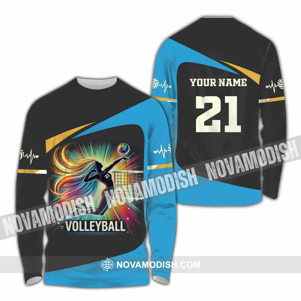 Unisex Shirt - Custom Text Shirt Volleyball Shirt Long Sleeve Shirt / S T-shirt