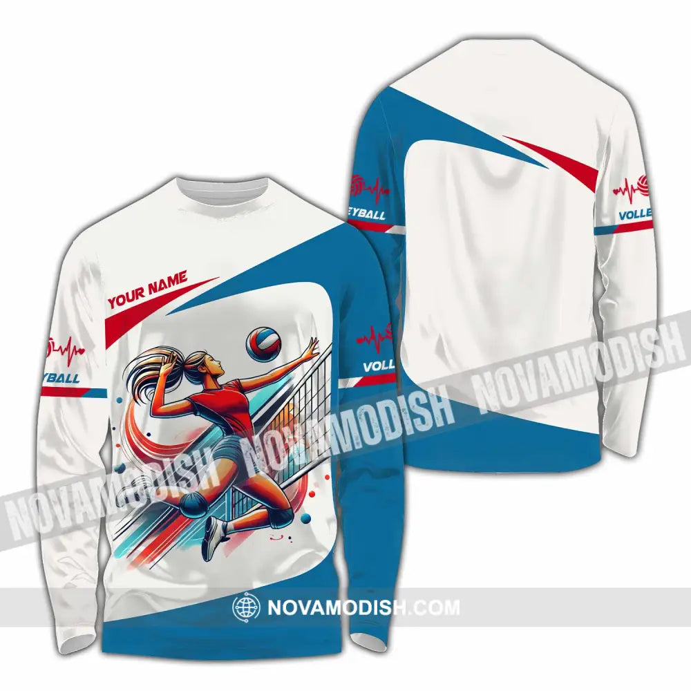 Unisex Shirt - Custom Text Shirt Volleyball Long Sleeve Shirt / S T-shirt