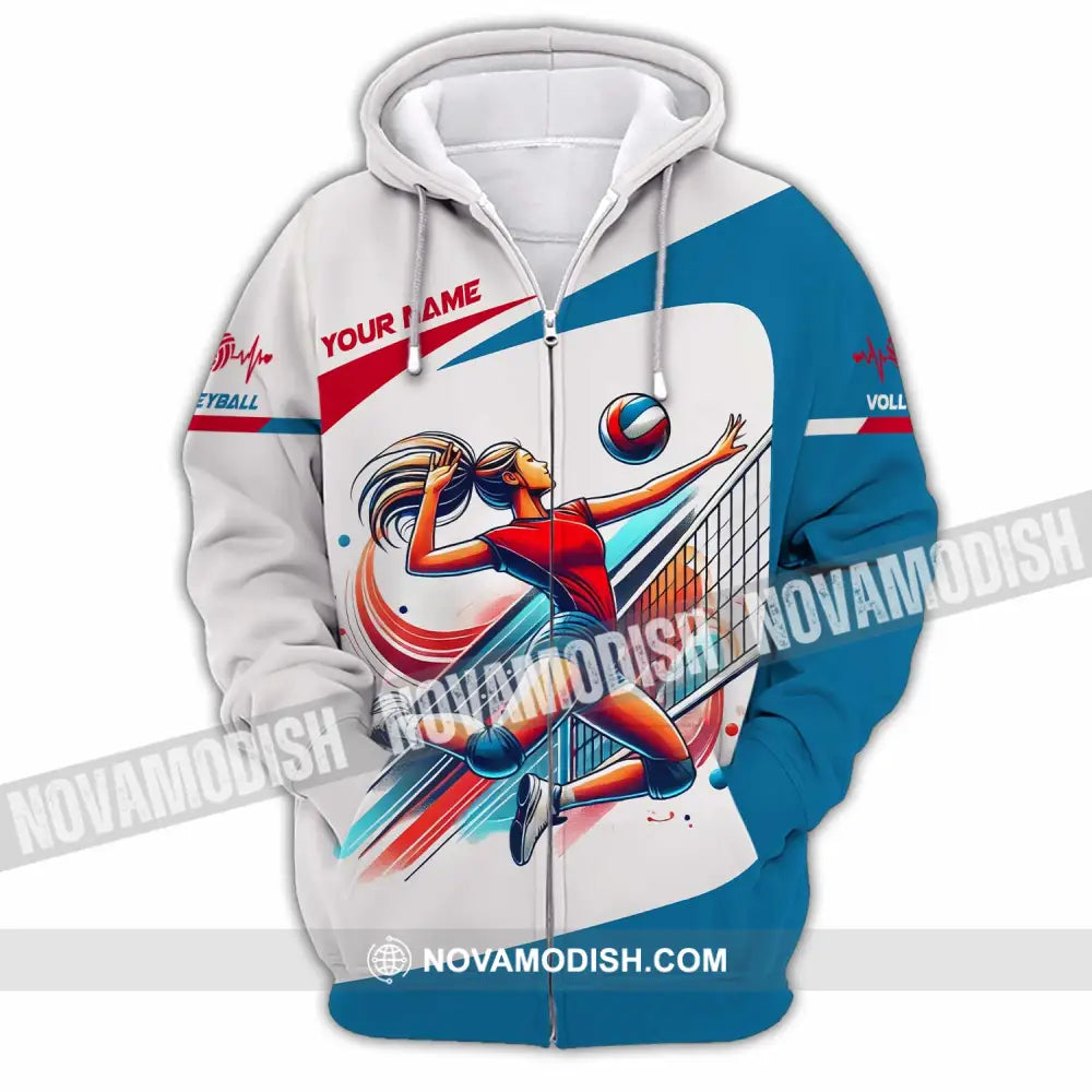 Unisex Shirt - Custom Text Shirt Volleyball Zipper Hoodie / S T-shirt