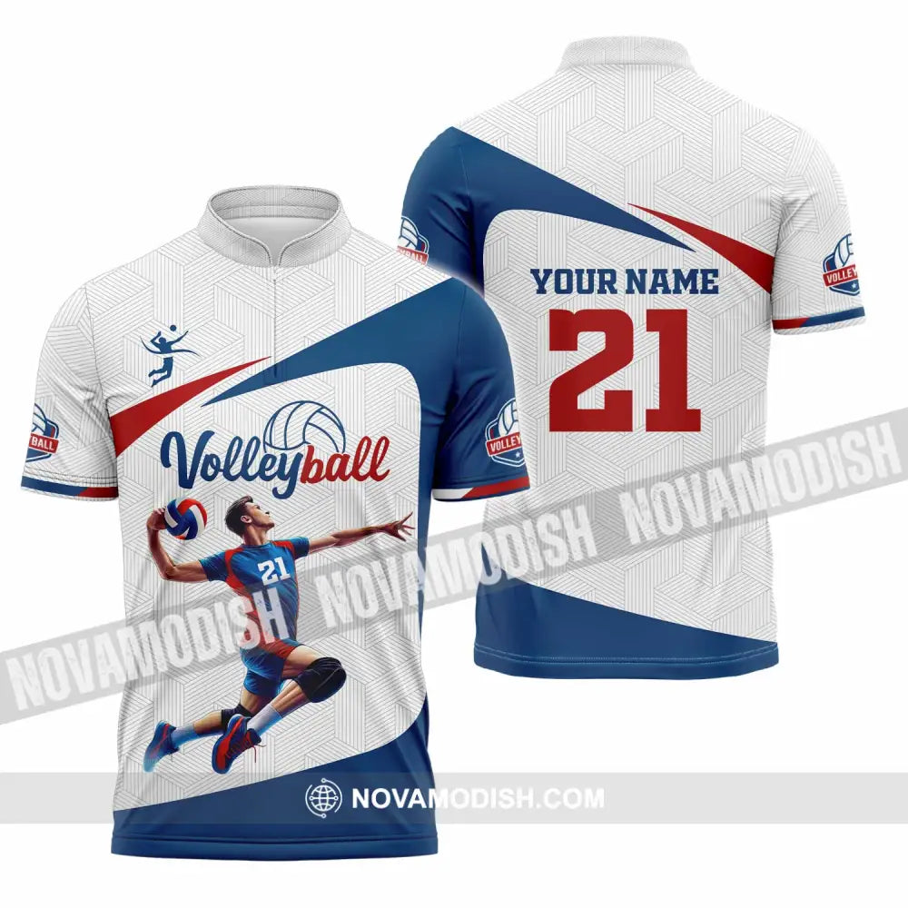 Unisex Shirt - Custom Text Shirt Volleyball Shirt Zipper Polo Shirt / S T-shirt