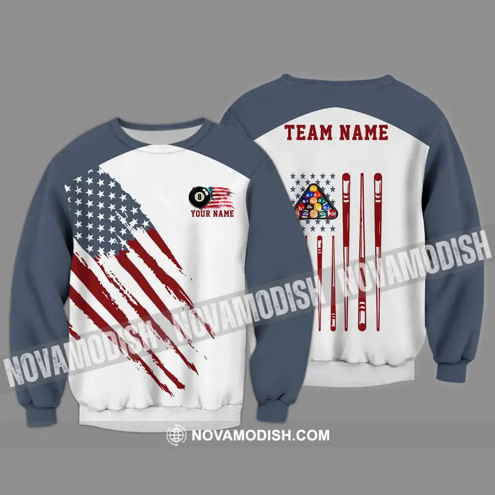 Unisex Shirt - Custom Texts Billiard Player Sport Shirt Cue Long Sleeve / S T-shirt