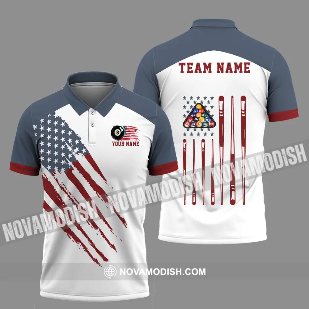 Unisex Shirt - Custom Texts Billiard Player Sport Shirt Cue Polo Shirt / S T-shirt