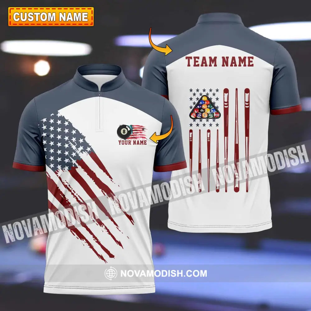 Unisex Shirt - Custom Texts Billiard Player Sport Shirt Cue T-shirt