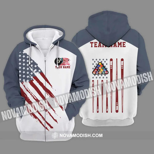 Unisex Shirt - Custom Texts Billiard Player Sport Shirt Cue Zipper Hoodie / S T-shirt
