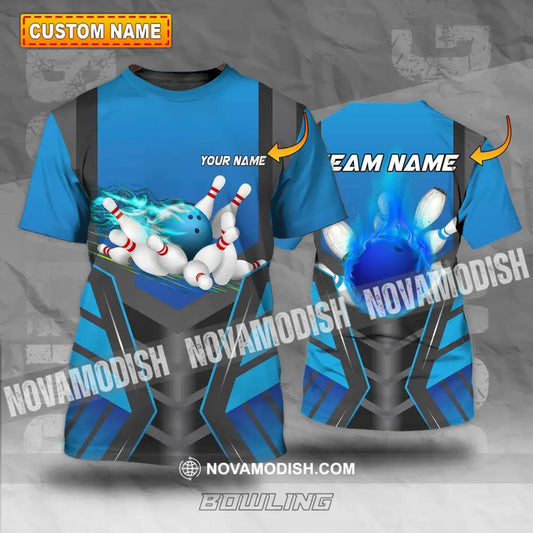 Unisex Shirt - Custom Texts Blue Fire Bowing Sport Shirt T-shirt