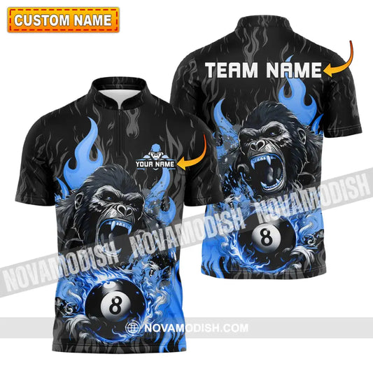 Unisex Shirt - Custom Texts Blue King Kong Billiard Player Sport Shirt T-shirt