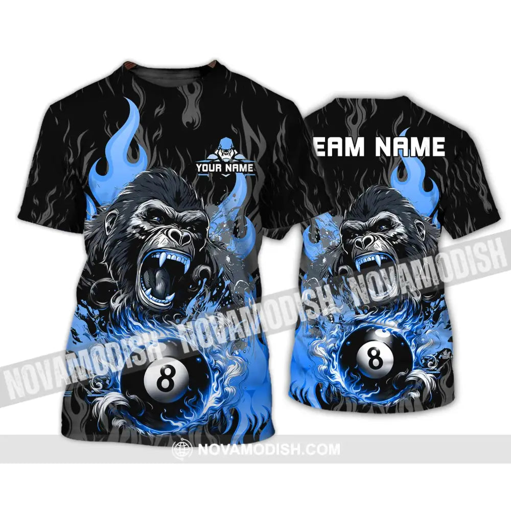 Unisex Shirt - Custom Texts Blue King Kong Billiard Player Sport Shirt T-Shirt / S T-shirt