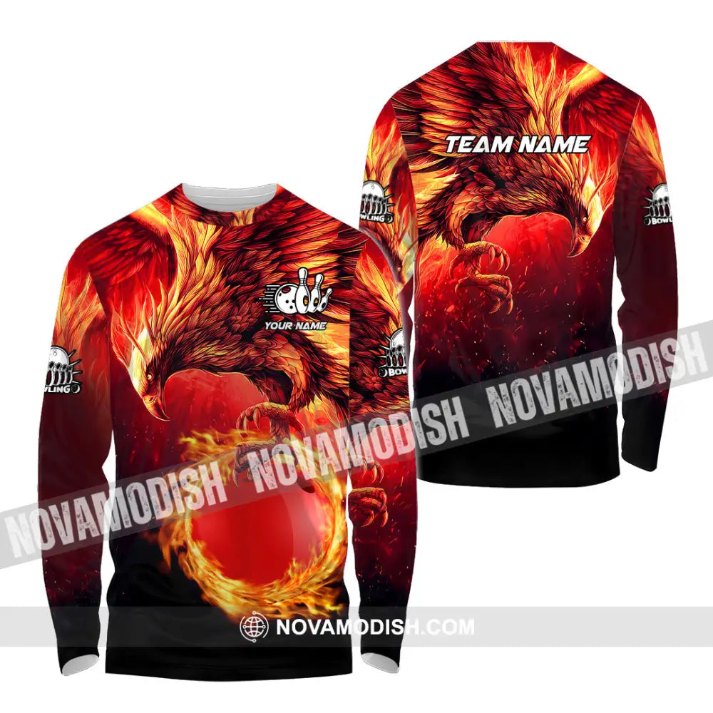 Unisex Shirt - Custom Texts Fire Bird Billiard Sport Shirt Long Sleeve Shirt / S T-shirt