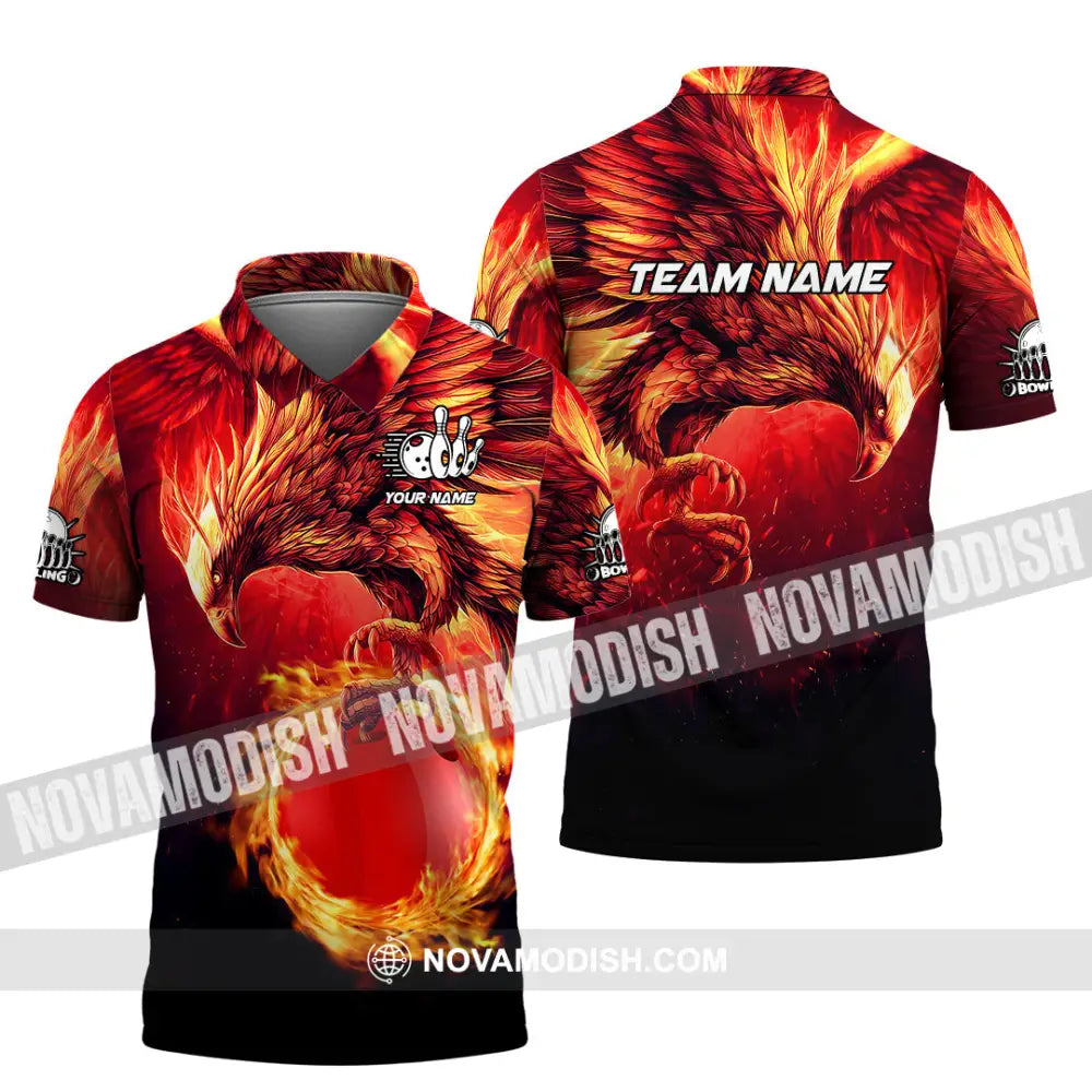 Unisex Shirt - Custom Texts Fire Bird Billiard Sport Shirt Polo Shirt / S T-shirt