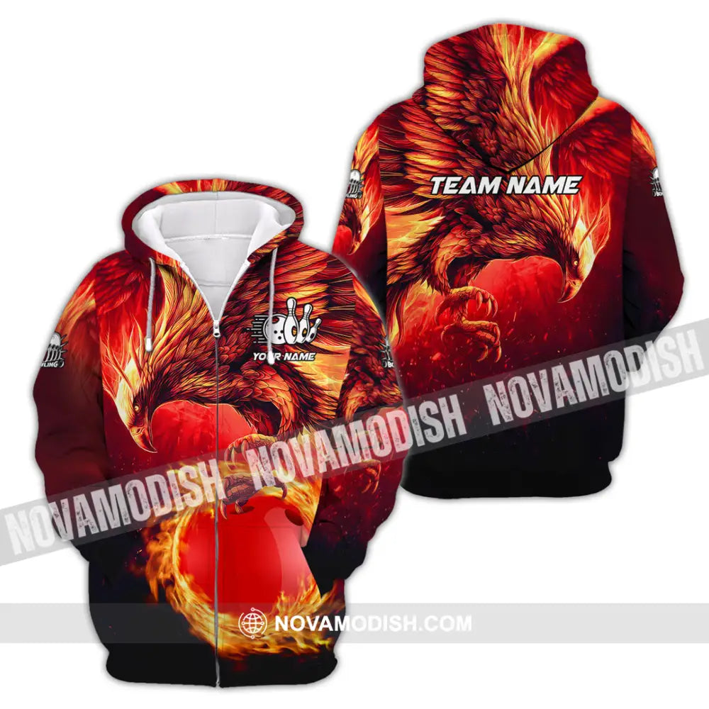 Unisex Shirt - Custom Texts Fire Bird Billiard Sport Shirt Zipper Hoodie / S T-shirt