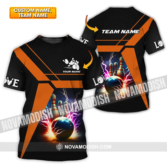 Unisex Shirt - Custom Texts Thunder Bowling Sport Shirt T-shirt