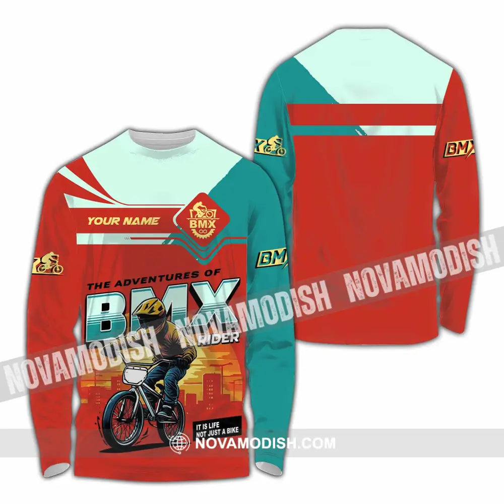 Unisex Shirt - Custom The Adventures Of BMX Rider Shirt Long Sleeve Shirt / S T-shirt