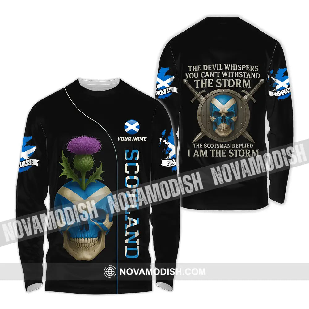 Unisex Shirt - Custom The Devil Whispers You Cannot Withstand The Storm Scotland Shirt Long Sleeve Shirt / S T-shirt