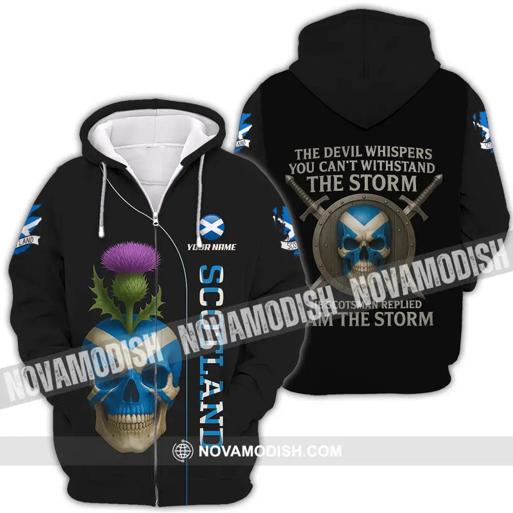 Unisex Shirt - Custom The Devil Whispers You Cannot Withstand The Storm Scotland Shirt Zipper Hoodie / S T-shirt