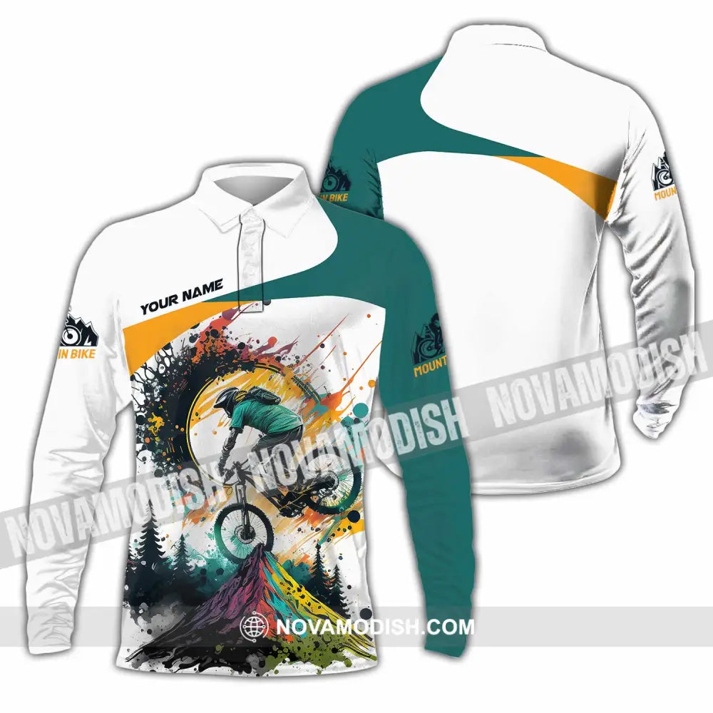 Unisex Shirt - Custom The Mountain Bike Shirt Long Sleeve Polo / S T-shirt