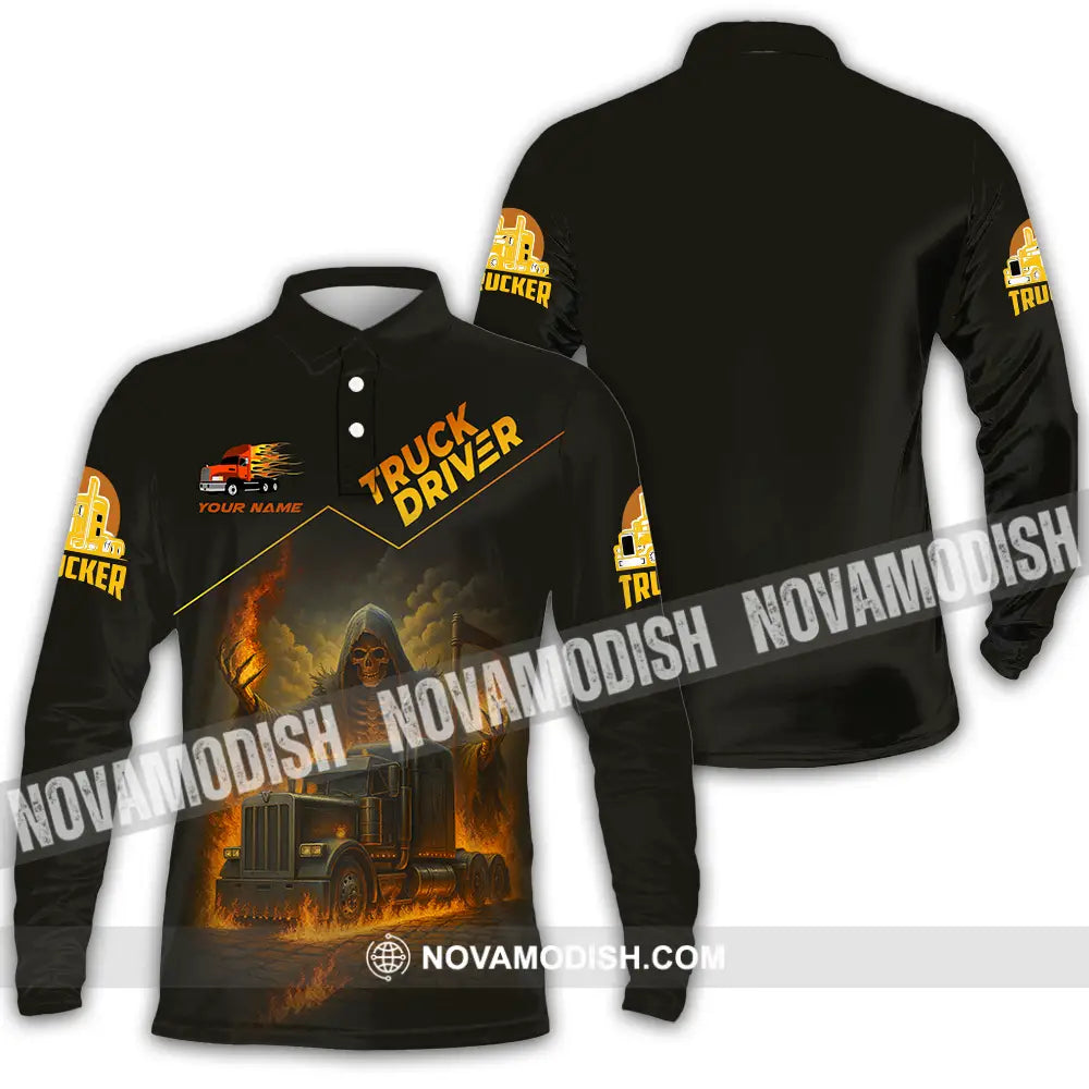 Unisex Shirt - Custom Truck Driver Shirt Long Sleeve Polo / S T-shirt