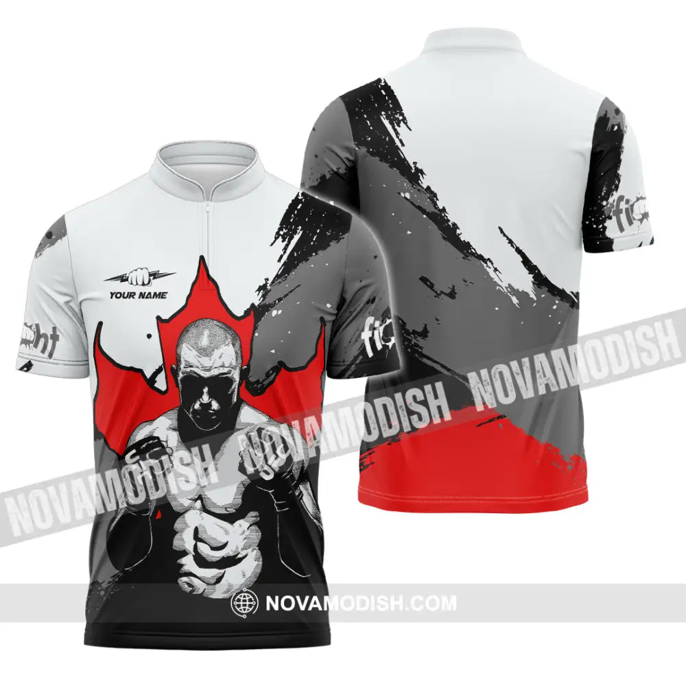 Unisex Shirt - Custom Try Your Hard Fight Man Sport Shirt Zipper Polo Shirt / S T-shirt