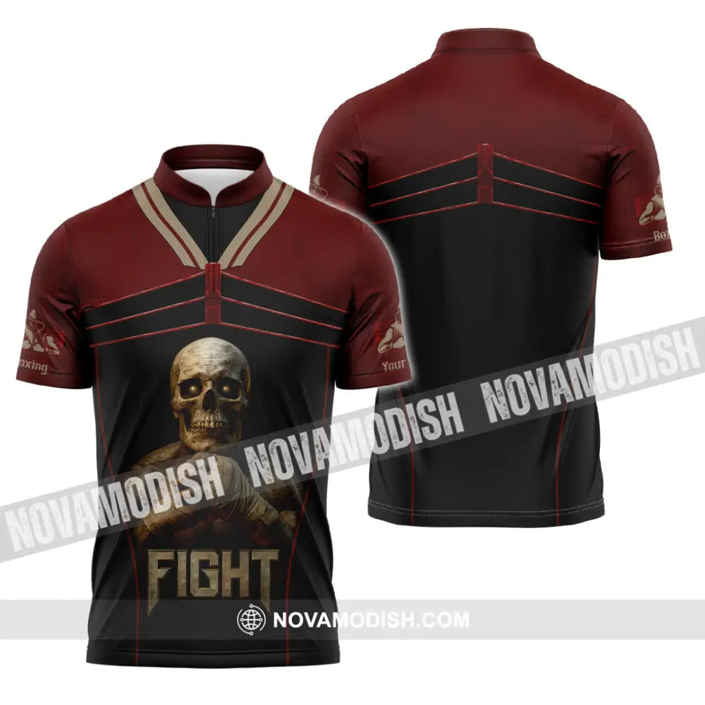 Unisex Shirt - Custom Try Your Hard Fight Man Sport Shirt Zipper Polo Shirt / S T-shirt