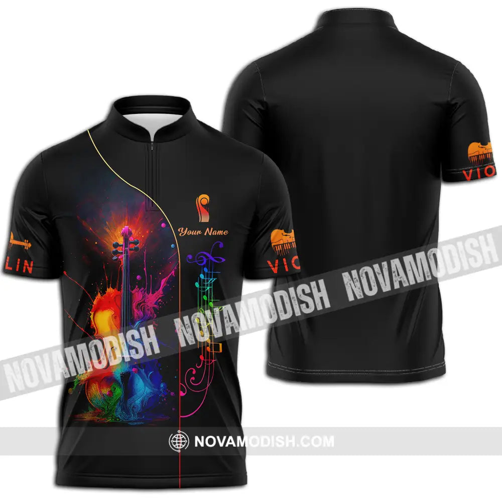 Unisex Shirt - Custom Violin Lover Shirt Zipper Polo Shirt / S T-shirt