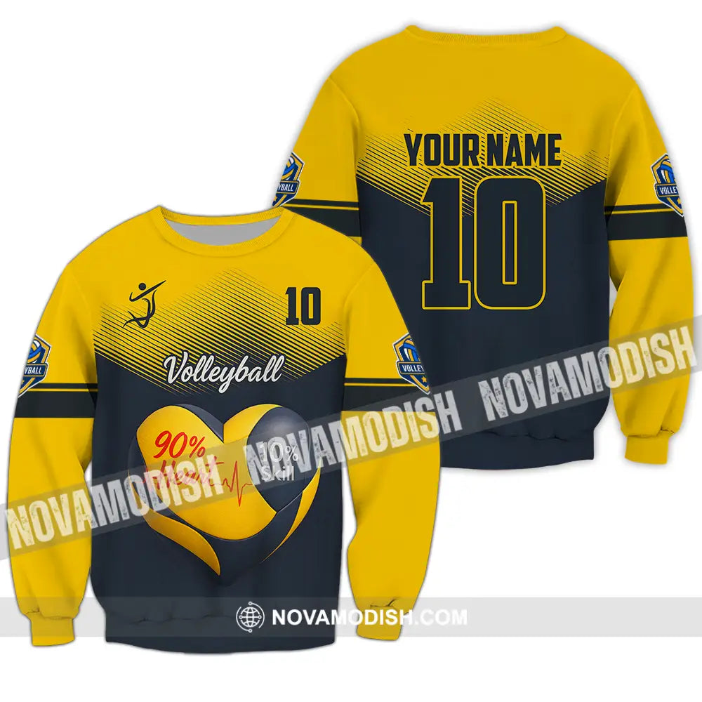 Unisex Shirt - Custom Volleyball 90% Heart 10% Skill Shirt Long Sleeve / S T-shirt