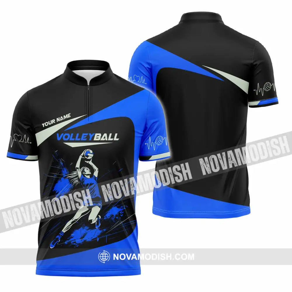 Unisex Shirt - Custom Volleyball Lover Sport Shirt Zipper Polo Shirt / S T-shirt