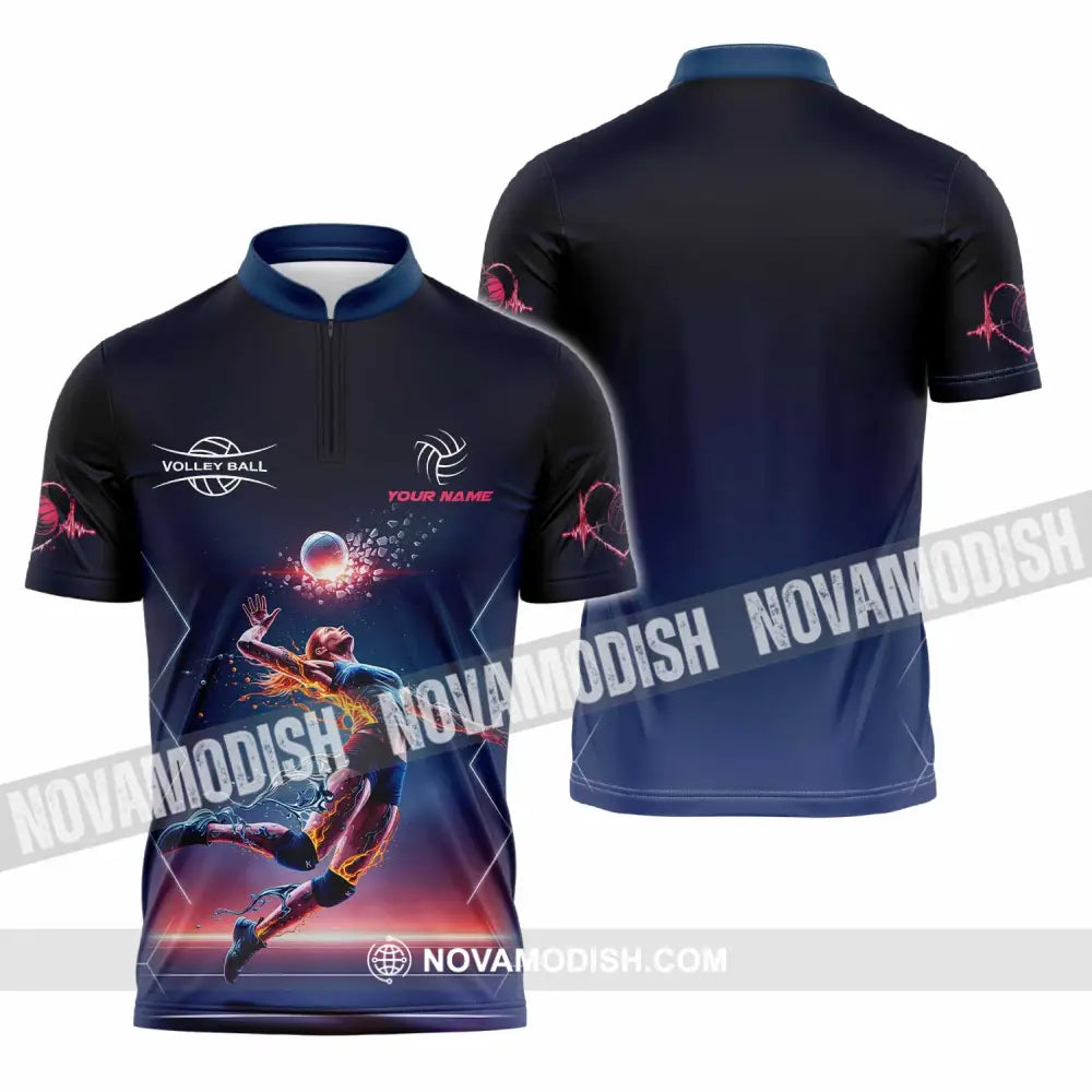 Unisex Shirt - Custom Volleyball Shirt Zipper Polo Shirt / S T-shirt
