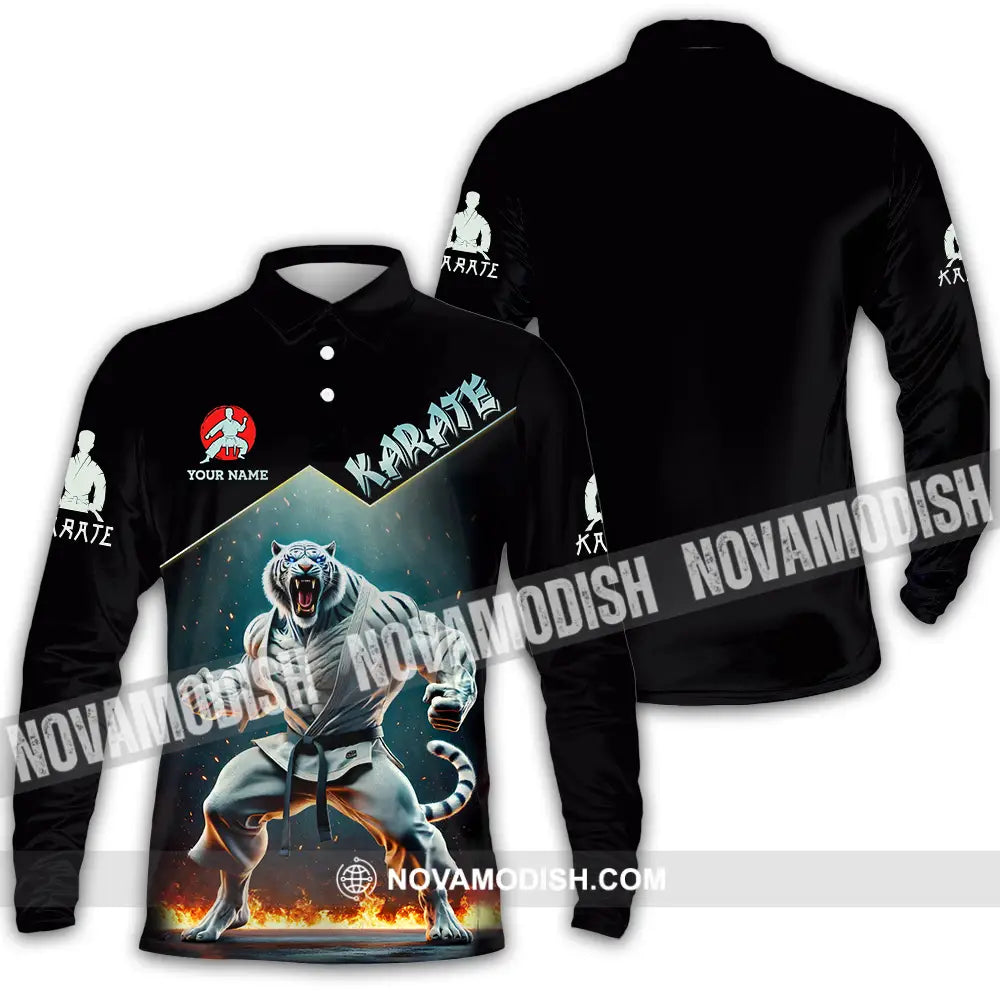Unisex Shirt - Custom White Tiger Karate Sport Shirt Long Sleeve Polo / S T-shirt