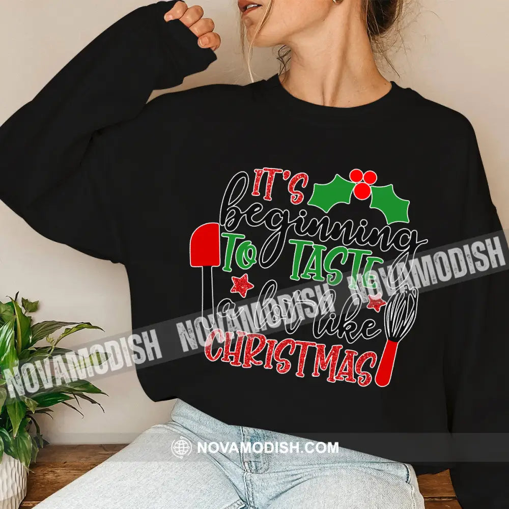Unisex Shirt Tatse Like Christmas Long Sleeve Sweater Gift For / Black S T-Shirt