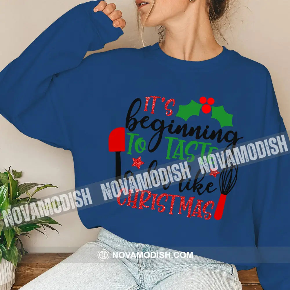 Unisex Shirt Tatse Like Christmas Long Sleeve Sweater Gift For / Navy Blue S T-Shirt