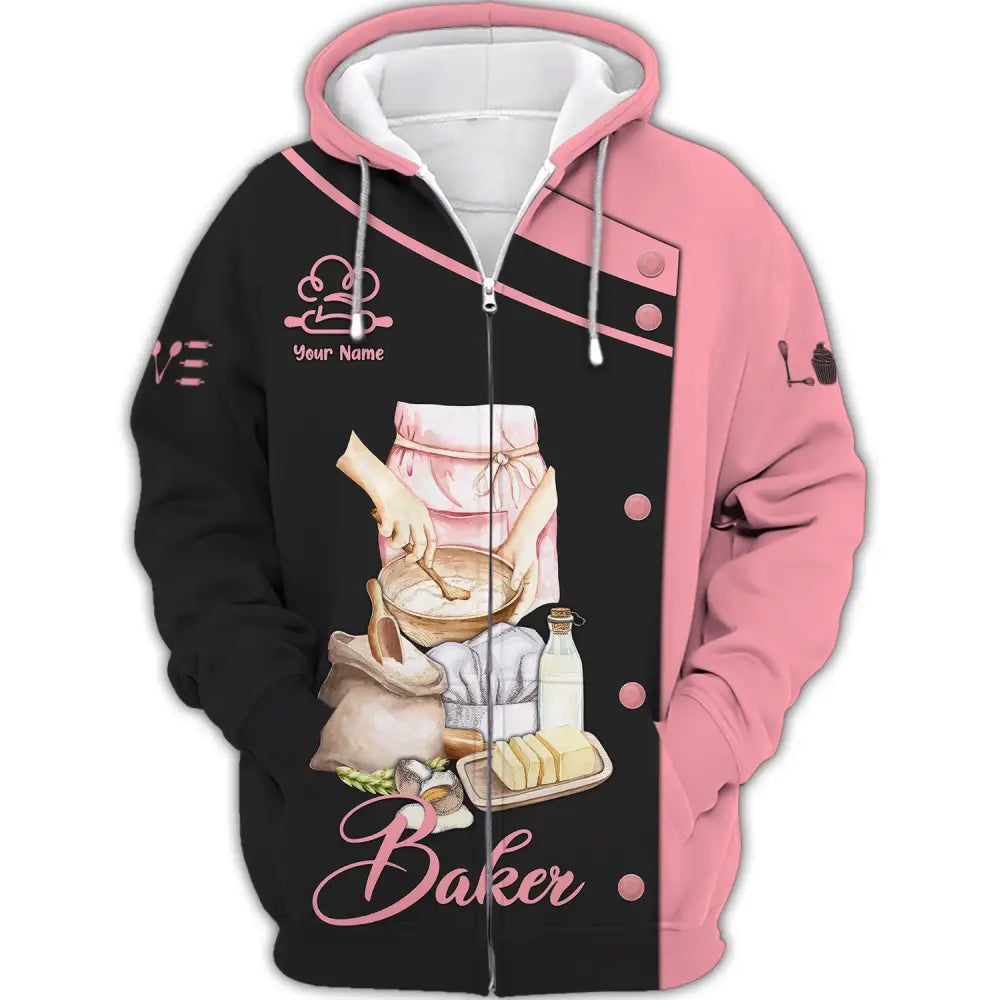 Unisex T-Shirt Baker Shirt T-Shirt Baking Gift For Lovers Zipper Hoodie / S